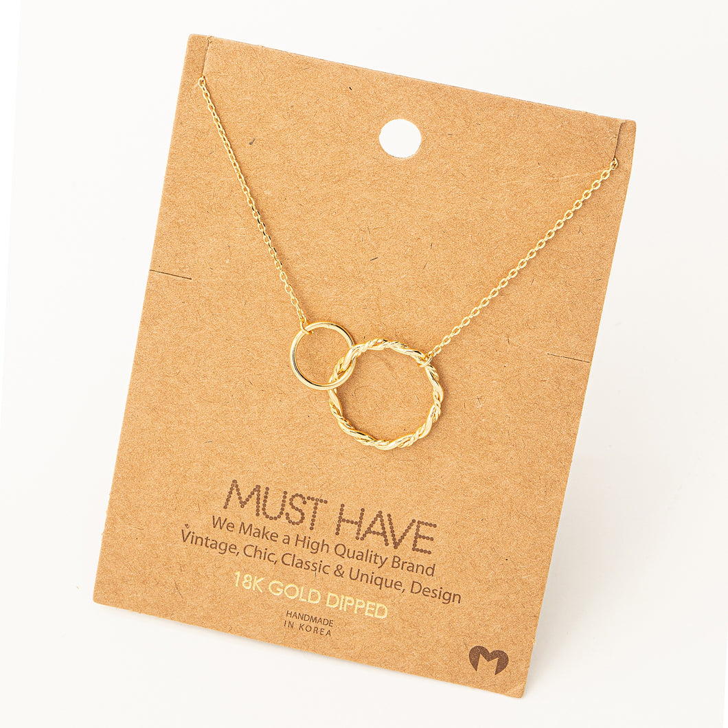 Double Circle Chain Link Charm Necklace - S