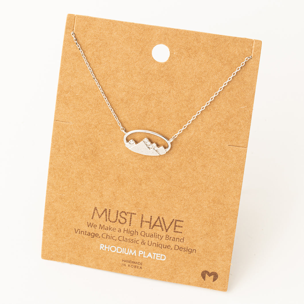 Oval Mountain Range Charm Necklace - S